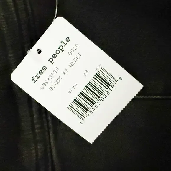 FREE PEOPLE | Maddie Denim Midi Skirt Front Slit Black Jean Pencil | 28, 6 - Picture 8 of 8